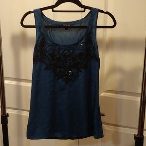 Blue Blouse with Sequined Detail